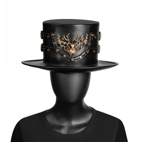 men punk black steampunk gears spikes leather women hat gothic magic dance party festival hats accessories, Blue;gray
men punk black steampunk gears spikes leather women hat gothic magic dance party festival hats accessories, Blue;gray