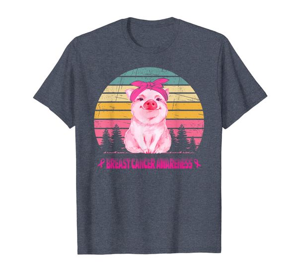 funny breast cancer awareness pig bandana shirt, White;black