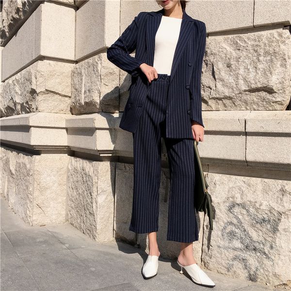 spring 2021 new korean fashions striped jacket nine dots leg drop pants women's parts en5y, White;black
spring 2021 new korean fashions striped jacket nine dots leg drop pants women's parts en5y, White;black