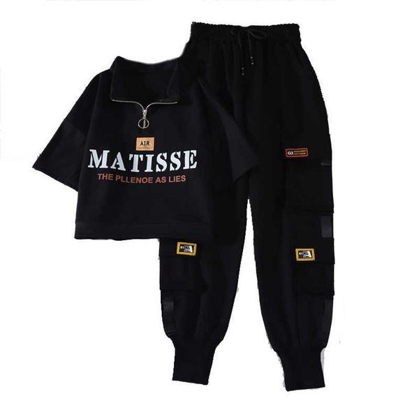 women cargo pants harem pants+ t shirt fashion punk pockets jogger trousers harajuku elastics high waist streetwear 210531, White
women cargo pants harem pants+ t shirt fashion punk pockets jogger trousers harajuku elastics high waist streetwear 210531, White