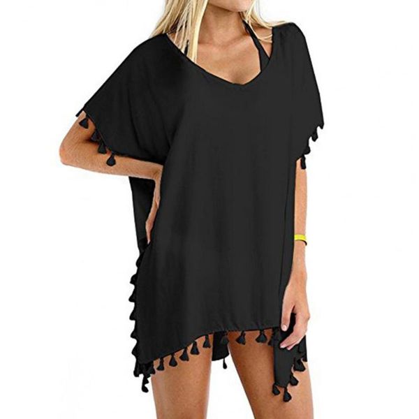 women's swimwear women bikini cover up casual swimsuit solid color tassel square v neck short sleeve beach dress beachwear, White;black
women's swimwear women bikini cover up casual swimsuit solid color tassel square v neck short sleeve beach dress beachwear, White;black