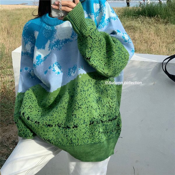 2021 new autumn loose jacket personality men and women through color matching long-sleeved round neck knitted sweater jm8h, White;black
2021 new autumn loose jacket personality men and women through color matching long-sleeved round neck knitted sweater jm8h, White;black