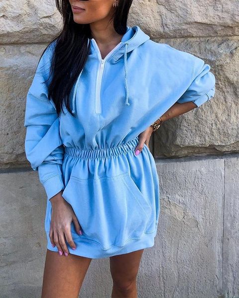active solid color sweatshirt dress women girls long sleeve hooded midi dress casual high elastic waist zipper hoodies dress, Black;gray
active solid color sweatshirt dress women girls long sleeve hooded midi dress casual high elastic waist zipper hoodies dress, Black;gray