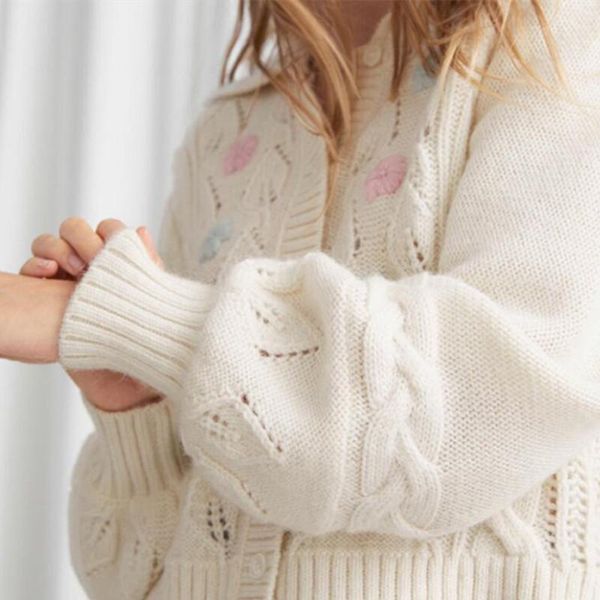 women's knits & tees autumn winter colorful floral embroidery sweaters turn-down collar sweet long sleeve single breasted knit cardigan, White
women's knits & tees autumn winter colorful floral embroidery sweaters turn-down collar sweet long sleeve single breasted knit cardigan, White