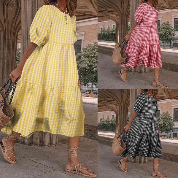 plaid plus size vintage womens dresses puff sleeve midi casual bohemian loose holiday robe vestidos, Black;gray
plaid plus size vintage womens dresses puff sleeve midi casual bohemian loose holiday robe vestidos, Black;gray