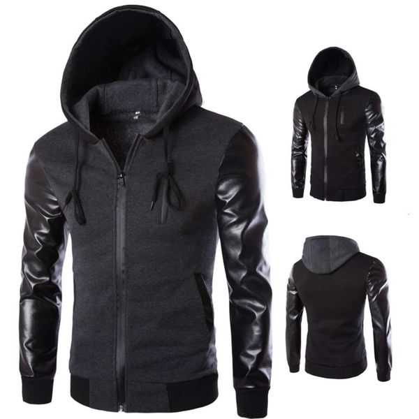 autumn men's leather korean hooded chest zipper design fashion casual jacket men, Black
autumn men's leather korean hooded chest zipper design fashion casual jacket men, Black