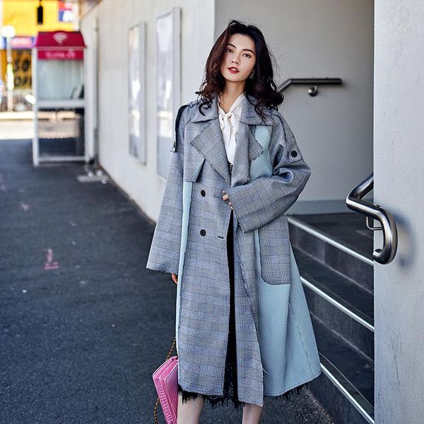 women's trench coats nanastyle 2021 spring fashion designer coat suit collar ol green striped patchwork gray plaid long windbreaker for, Tan;black
women's trench coats nanastyle 2021 spring fashion designer coat suit collar ol green striped patchwork gray plaid long windbreaker for, Tan;black