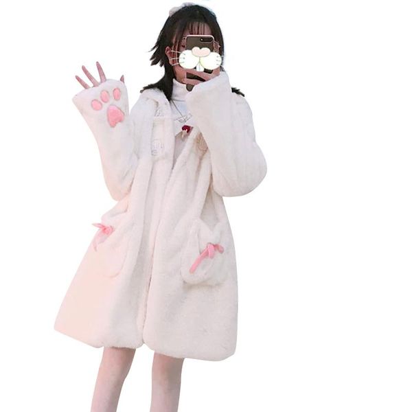 women's wool & blends winter autumn female plush coat, claw patterns long sleeve hooded jacket with pockets for fall winter, white/blac, Black
women's wool & blends winter autumn female plush coat, claw patterns long sleeve hooded jacket with pockets for fall winter, white/blac, Black
