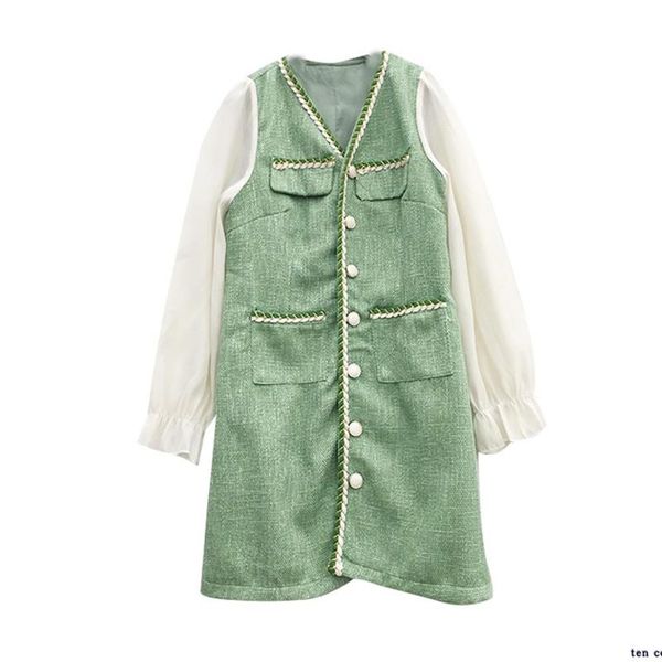 perhaps u green v neck tweed patchwork button pocket a-line empire lantern long sleeve mini dress elegant autumn d1905, Black;gray
perhaps u green v neck tweed patchwork button pocket a-line empire lantern long sleeve mini dress elegant autumn d1905, Black;gray