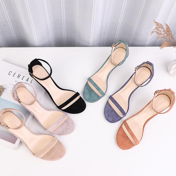 dress shoes summer women sandals open toe suede round head 6.5 cm women's thin heel office, Black
dress shoes summer women sandals open toe suede round head 6.5 cm women's thin heel office, Black