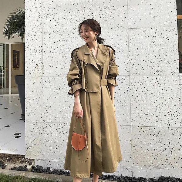 women's trench coats mid-length khaki plus sashes lace up women loose casual autumn 2021 elegant lapel long sleeve windbreaker female o, Tan;black
women's trench coats mid-length khaki plus sashes lace up women loose casual autumn 2021 elegant lapel long sleeve windbreaker female o, Tan;black