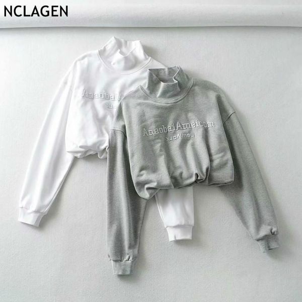 women's hoodies & sweatshirts nclagen letter embroidery batwing sleeve crop sweatshirt women turtleneck casual streetwear pullovers 202, Black
women's hoodies & sweatshirts nclagen letter embroidery batwing sleeve crop sweatshirt women turtleneck casual streetwear pullovers 202, Black