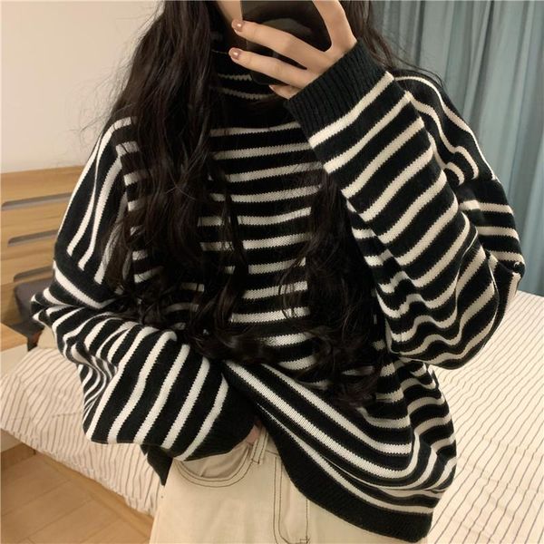 women's sweaters turtleneck sweater women spring, autumn and winter style korean loose striped long-sleeved, White;black
women's sweaters turtleneck sweater women spring, autumn and winter style korean loose striped long-sleeved, White;black