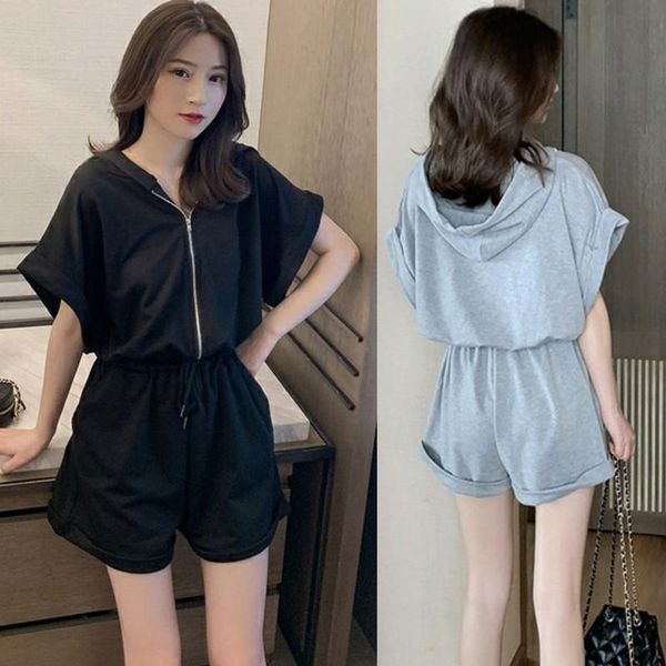 women's jumpsuits & rompers playsuits fashion korean summer casual solid color one-piece waist short-sleeved hooded sweater, Black;white
women's jumpsuits & rompers playsuits fashion korean summer casual solid color one-piece waist short-sleeved hooded sweater, Black;white