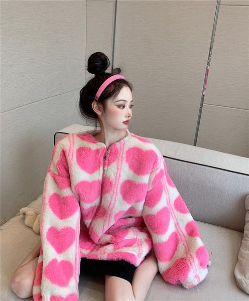 women's fur & faux plush jacket women winter short 2021 korean version of loose lamb wool sweet heart coat, Black
women's fur & faux plush jacket women winter short 2021 korean version of loose lamb wool sweet heart coat, Black