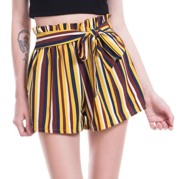 women's shorts casual comfortable striped elastic waist wide leg clothing, White;black
women's shorts casual comfortable striped elastic waist wide leg clothing, White;black