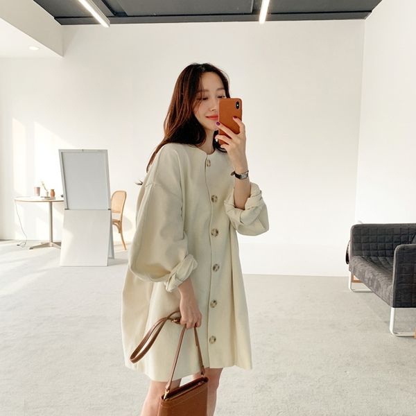 korean spring and autum elegant women dress long bubble sleeves cotton casual full button 210615, Black;gray
korean spring and autum elegant women dress long bubble sleeves cotton casual full button 210615, Black;gray
