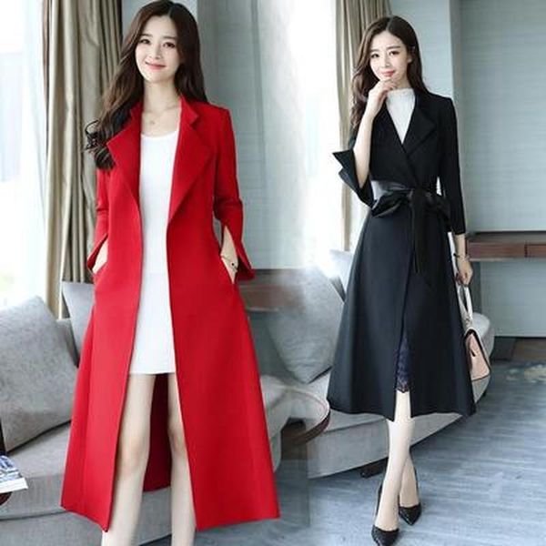women's trench coats 2021 spring and autumn fashion temperament slim wild loose long coat, Tan;black 
women's trench coats 2021 spring and autumn fashion temperament slim wild loose long coat, Tan;black