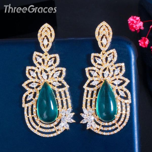 dangle & chandelier threegraces noble design gold color big green cz crystal leaf shape wedding party earring for women costume jewelry er55, Silver
dangle & chandelier threegraces noble design gold color big green cz crystal leaf shape wedding party earring for women costume jewelry er55, Silver