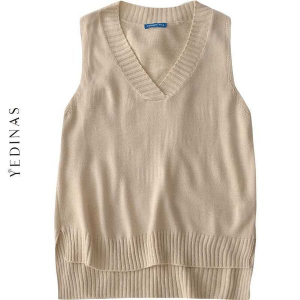 yedinas autumn winter sleeveless v-neck women sweater vintage knitted vest solid pullovers loose korean style outwear 210527, White;black
yedinas autumn winter sleeveless v-neck women sweater vintage knitted vest solid pullovers loose korean style outwear 210527, White;black