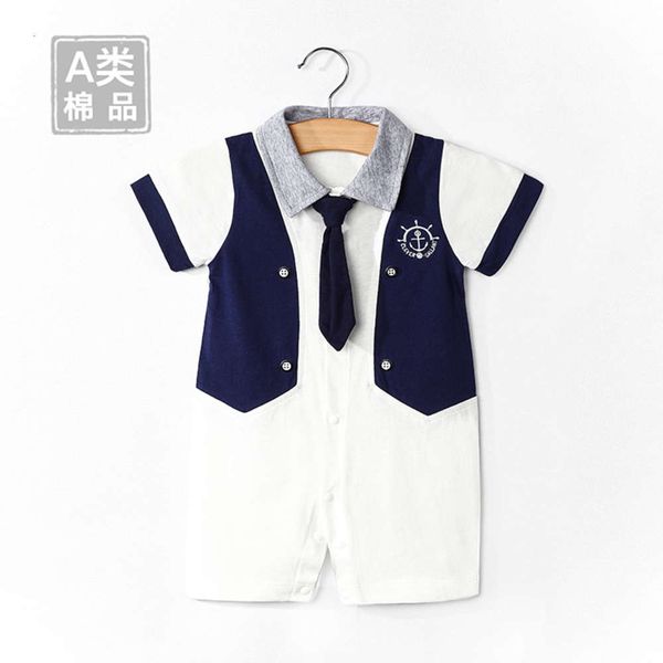 born baby clothes baby bodysuit pajamas creeping suit bag fart summer boy navy collar, White
born baby clothes baby bodysuit pajamas creeping suit bag fart summer boy navy collar, White