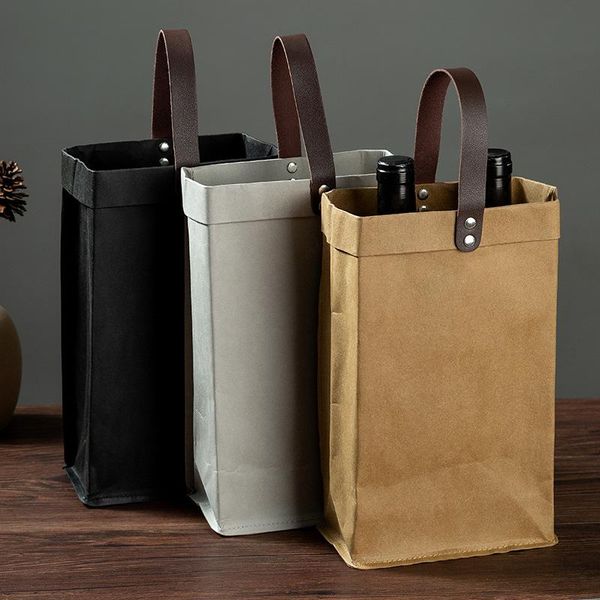 gift wrap 3pcs single wine beverage storage bag washed kraft paper packaging handle rivet double bottle red handbag
gift wrap 3pcs single wine beverage storage bag washed kraft paper packaging handle rivet double bottle red handbag