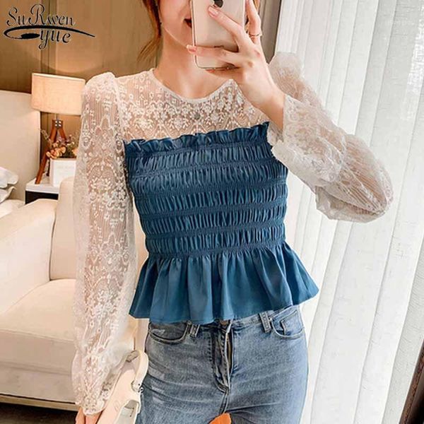 autumn puff long sleeve blouses women sweet o-neck pleated shirts lace stitching slimming pullover waist ruffled 11908 women's &, White
autumn puff long sleeve blouses women sweet o-neck pleated shirts lace stitching slimming pullover waist ruffled 11908 women's &, White