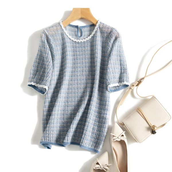 women's t-shirt counter 1000 + xiaoxiangfeng bright silk knitted short sleeve for women210579, White
women's t-shirt counter 1000 + xiaoxiangfeng bright silk knitted short sleeve for women210579, White