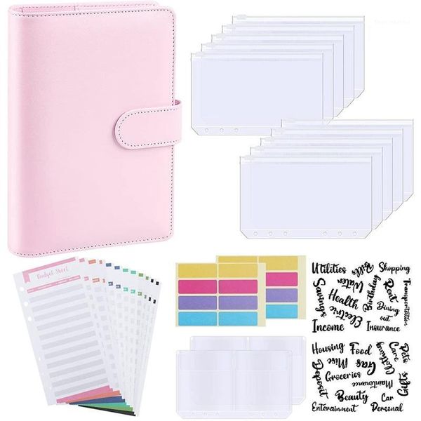 gift wrap budget binder, a6 pu leather notebook planner organizer refillable 6 ring binder cover letter sticker labels1