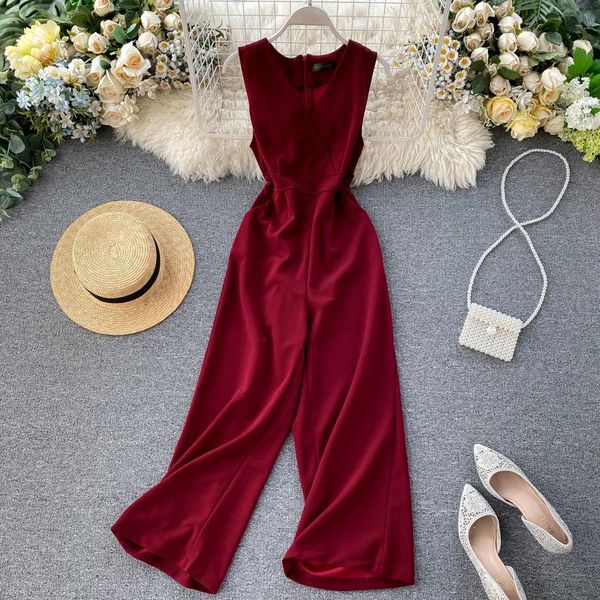 women's jumpsuits & rompers 2021 korean v-neck slim high waist wide leg sleeveless solid color overalls k960, Black;white
women's jumpsuits & rompers 2021 korean v-neck slim high waist wide leg sleeveless solid color overalls k960, Black;white