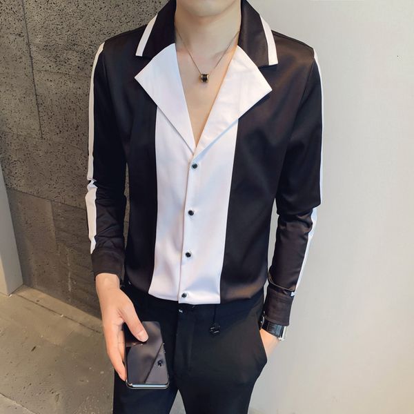 Preto/branco Simples New Manga Longa Emendado Design Camisas Para Roupas Masculinas Primavera Nova Magro Ajuste Cavalheiros 9UBR, Black;brown
Preto/branco Simples New Manga Longa Emendado Design Camisas Para Roupas Masculinas Primavera Nova Magro Ajuste Cavalheiros 9UBR, Black;brown