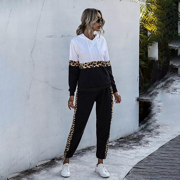 women's two piece pants leopard stitching 2 pieces sets long sleeve hooded drawstring sweatshirt and elastic waist pocket pant casual l, White
women's two piece pants leopard stitching 2 pieces sets long sleeve hooded drawstring sweatshirt and elastic waist pocket pant casual l, White