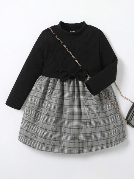 toddler girls plaid bow front dress without bag she, Red;yellow 
toddler girls plaid bow front dress without bag she, Red;yellow