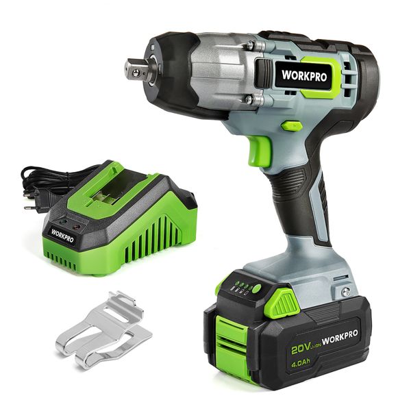 workpro 20v cordless impact wrench 1/2-inch 300n.m max torque 4.0ah li-ion battery with fast charger
workpro 20v cordless impact wrench 1/2-inch 300n.m max torque 4.0ah li-ion battery with fast charger