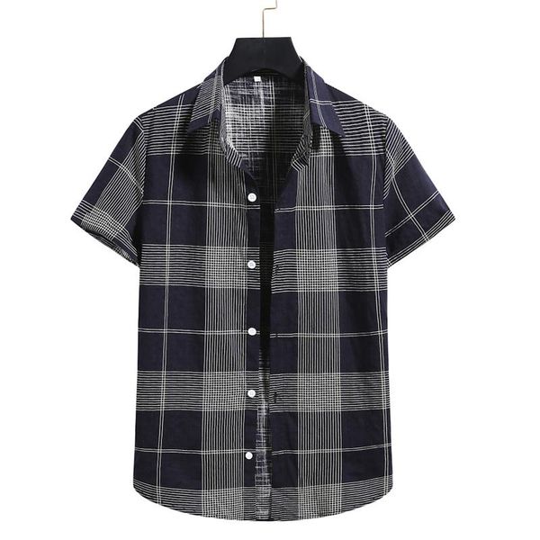 men's casual shirts fashion cotton linen print plaid short sleeve button shirt blouse men 2021 summer, White;black
men's casual shirts fashion cotton linen print plaid short sleeve button shirt blouse men 2021 summer, White;black