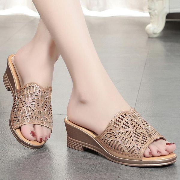 slippers summer women's comfortable breathable wedge with thick bottom versatile mesh rhinestone 2021, Black
slippers summer women's comfortable breathable wedge with thick bottom versatile mesh rhinestone 2021, Black
