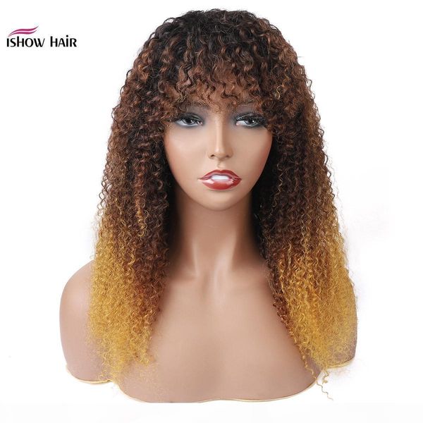 ishow brazilian 1b 4 27 ombre kinky curly human hair wigs with bangs peruvian curly none lace wigs indian malaysian for black women, Black;brown
ishow brazilian 1b 4 27 ombre kinky curly human hair wigs with bangs peruvian curly none lace wigs indian malaysian for black women, Black;brown