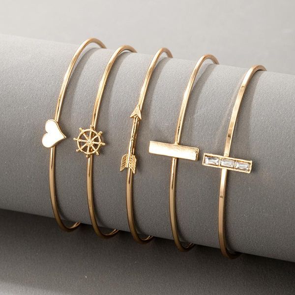 charm bracelets hi man 5pcs/set heart arrow geometric zircon opening adjustable bracelet women simple party jewelry girlfriend gift, Golden;silver
charm bracelets hi man 5pcs/set heart arrow geometric zircon opening adjustable bracelet women simple party jewelry girlfriend gift, Golden;silver