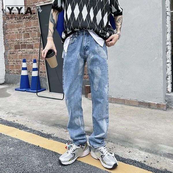 men's jeans vintage washed mens hip hop loose fit straight denim pants korean style high waist fashion casual trousers printed, Blue
men's jeans vintage washed mens hip hop loose fit straight denim pants korean style high waist fashion casual trousers printed, Blue
