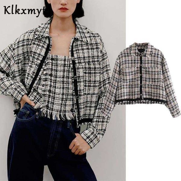 klkxmyt za jacket women fashion plaid texture cropped coat vintage long sleeve female outerwear chic overshirt 210527, Black;brown
klkxmyt za jacket women fashion plaid texture cropped coat vintage long sleeve female outerwear chic overshirt 210527, Black;brown