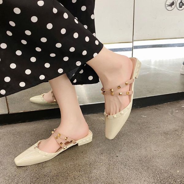 women 2021 summer new fashion rivet mules slides elegant pointed cross belt comfortable flat slippers external wear, Black
women 2021 summer new fashion rivet mules slides elegant pointed cross belt comfortable flat slippers external wear, Black