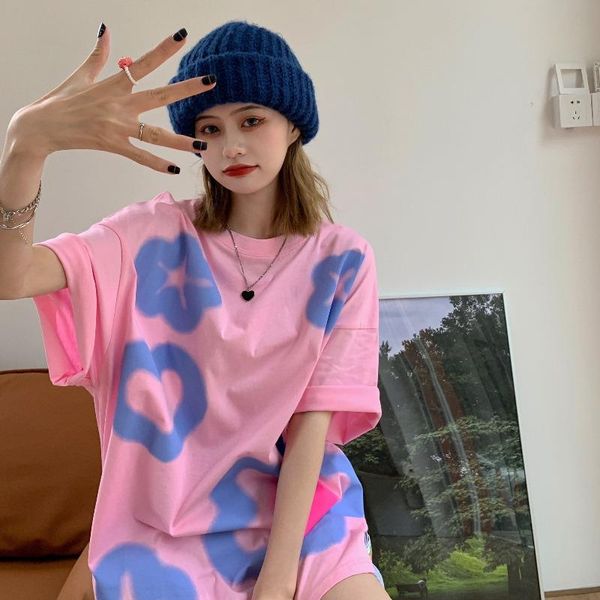 women's t-shirt summer hipster casual style floral t shirts loose clothing korean ins tees fashion brand oversize ladies, White
women's t-shirt summer hipster casual style floral t shirts loose clothing korean ins tees fashion brand oversize ladies, White