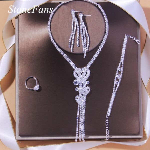 earrings & necklace stonefans luxury rhinestone heart bridal jewelry set for women crystal tassel ring bracelet wedding gift, Silver
earrings & necklace stonefans luxury rhinestone heart bridal jewelry set for women crystal tassel ring bracelet wedding gift, Silver