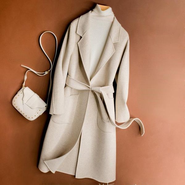 women's wool & blends coat long slim 100% coats female beige jackets with belt autumn fahsion korean women clothing veste femme wpy4243, Black
women's wool & blends coat long slim 100% coats female beige jackets with belt autumn fahsion korean women clothing veste femme wpy4243, Black