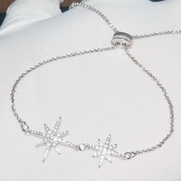 a family s925 sterling silver bracelet women's diamond inlaid double meter star hand decoration simple personalized trendy jewelry, Black 
a family s925 sterling silver bracelet women's diamond inlaid double meter star hand decoration simple personalized trendy jewelry, Black