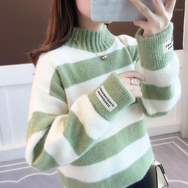 women's sweaters sweater women turtleneck pullover jumper stripe thick imitated mink wool sweter clothes vestidos, White;black
women's sweaters sweater women turtleneck pullover jumper stripe thick imitated mink wool sweter clothes vestidos, White;black