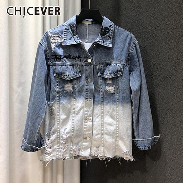 women's jackets chicever korean colorblock letter print denim for women lapel long sleeve hole straight jacket 2021 fashion, Black;brown
women's jackets chicever korean colorblock letter print denim for women lapel long sleeve hole straight jacket 2021 fashion, Black;brown