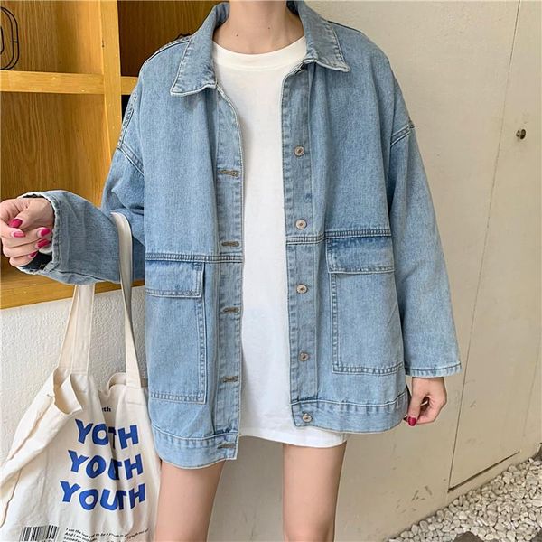 women's jackets loose denim jacket female harajuku long sleeve blouse shirts pockets coat women 815f, Black;brown 
women's jackets loose denim jacket female harajuku long sleeve blouse shirts pockets coat women 815f, Black;brown