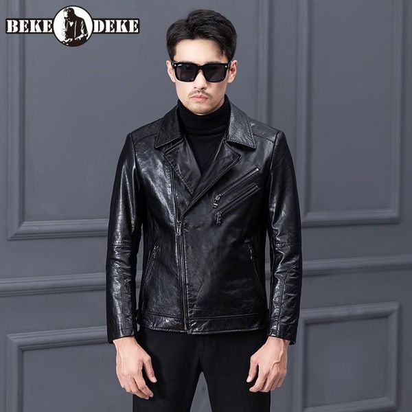 men's leather & faux men genuine layer cowhide lapel short slim zipper asymmetry autumn winter fashion casual jacket luxury, Black
men's leather & faux men genuine layer cowhide lapel short slim zipper asymmetry autumn winter fashion casual jacket luxury, Black