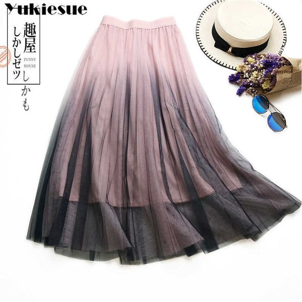 long tulle skirt women spring summer gradient korean elegant high waist a-line pleated school midi female skirts 210608, Black
long tulle skirt women spring summer gradient korean elegant high waist a-line pleated school midi female skirts 210608, Black